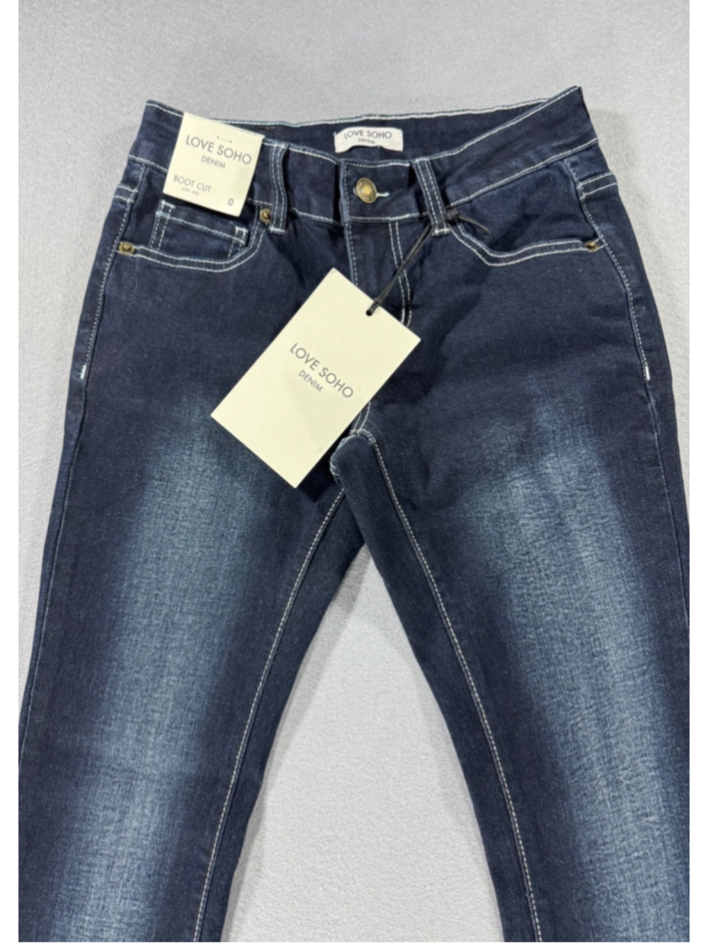 Love Soho Denim Low Rise Boot Cut Size 0 Jeans New With Tags - Picture 2 of 16